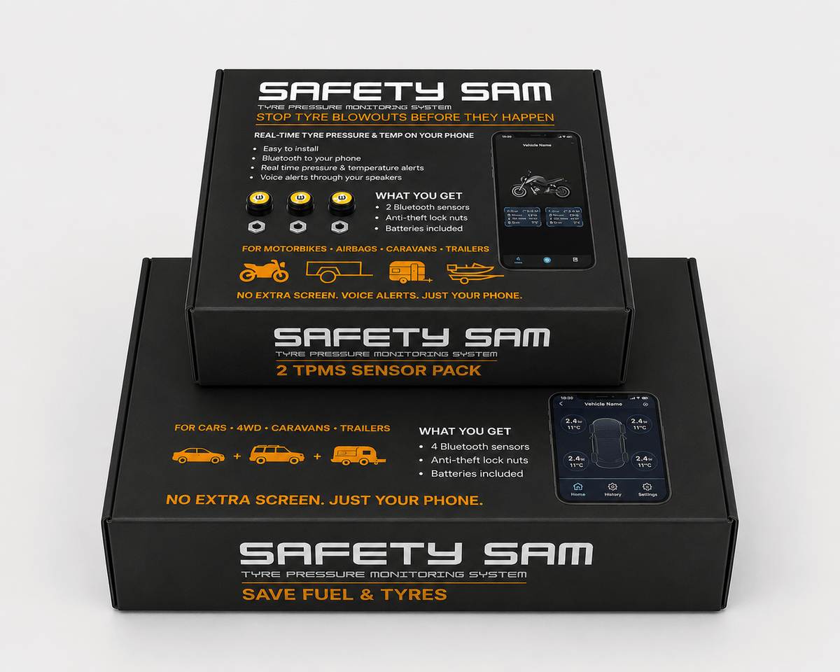 Tyre Pressure Monitoring System (TPMS) for Caravans, Trailers & 4WD - Safety Sam | Tyre Pressure Monitoring System