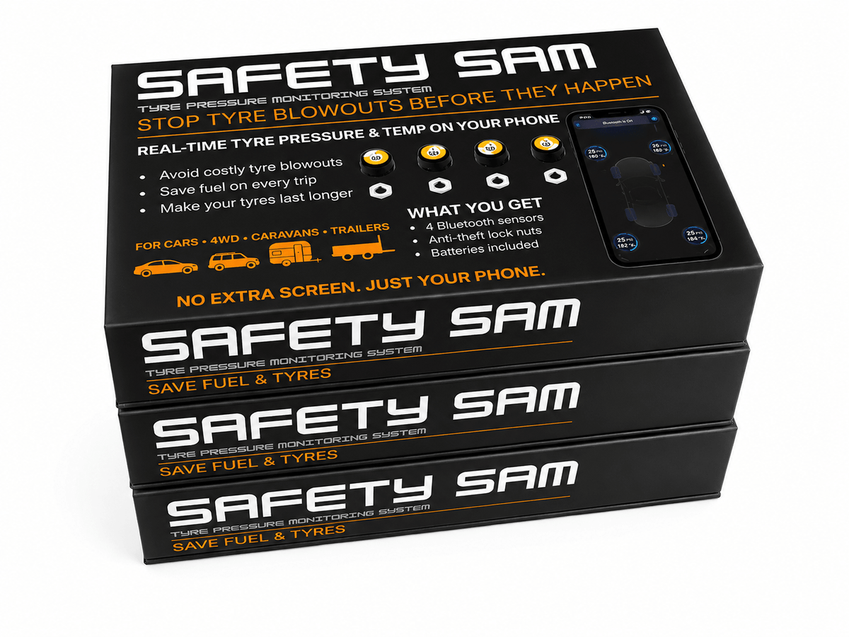 Tyre Pressure Monitoring System (TPMS) for Caravans, Trailers & 4WD - Safety Sam | Tyre Pressure Monitoring System